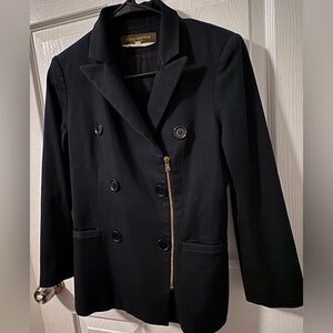 Louis Vuitton Black Pea Coat with Gold Accents